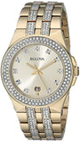 Bulova Crystal Collection Champagne Dial Two Tone Steel Strap Watch for Women - 98B174