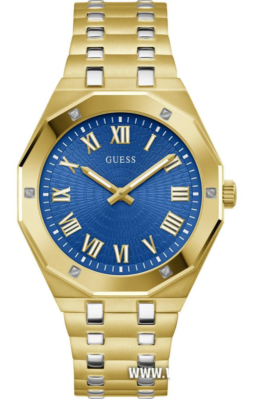 Buy Shop Guess Asset Quartz Blue Dial Gold Steel Strap Watch For Men - GW0575G6 USA Online