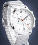Buy Shop Fossil Neutra Chronograph White Dial Silver Mesh Bracelet Watch for Men - FS5382 USA Online