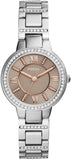 Buy Shop Fossil Virginia Taupe Dial Silver Steel Strap Watch for Women - ES4147 USA Online