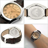 Buy Shop Emporio Armani Classic Quartz Beige Dial Brown Leather Strap Watch For Men - AR0646 USA Online