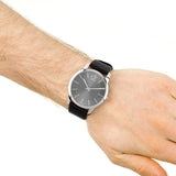 Buy Shop Calvin Klein City Grey Dial Black Leather Strap Watch For Men - K2G21107 USA Online