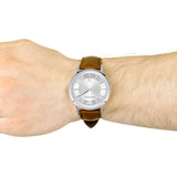 Buy Shop Emporio Armani Renato Silver Dial Brown Leather Strap Watch For Men - AR2463 USA Online