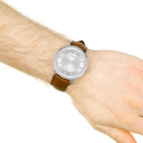Buy Shop Emporio Armani Renato Silver Dial Brown Leather Strap Watch For Men - AR2463 USA Online