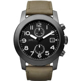 Marc Jacobs Larry Chronograph Black Dial Olive Leather Strap Watch for Men - MBM5034