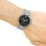 Buy Shop Emporio Armani Luigi Chronograph Black Dial Silver Mesh Bracelet Watch For Men - AR1811 USA Online