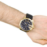 Buy Shop Diesel Mega Chief Chronograph Black Dial Black Leather Strap Watch For Men - DZ4344 USA Online