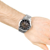 Buy Shop Fossil Grant Skeleton Black Dial Silver Steel Strap Watch for Men - ME3055 USA Online