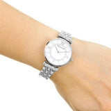 Buy Shop Emporio Armani Gianni T-Bar Mother of Pearl Dial Silver Stainless Steel Watch For Women - AR1908 USA Online