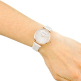 Buy Shop Emporio Armani Gianni T Bar Light Brown Dial White Leather Strap Watch For Women - AR1769 USA Online