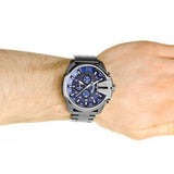 Buy Shop Diesel Mega Chief Chronograph Blue Dial Black Steel Strap Watch For Men - DZ4329 USA Online