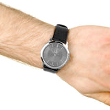 Buy Shop Calvin Klein Minimal Black Dial Black Leather Strap Watch for Men - K3M211C4 USA Online
