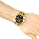 Buy Shop Michael Kors Brecken Chronograph Quartz Black Dial Gold Steel Strap Watch For Men - MK8481 USA Online