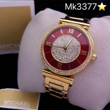 Buy Shop Michael Kors Caitlin Red Dial Rose Gold Stainless Steel Strap Watch for Women - MK3377 USA Online