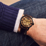 Buy Shop Fossil Townsman Automatic Skeleton Brown Dial Brown Leather Strap Watch for Men - ME3098 USA Online