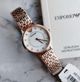 Buy Shop Emporio Armani Kappa Analog Mother of Pearl Dial Rose Gold Steel Strap Watch For Women - AR11006 USA Online