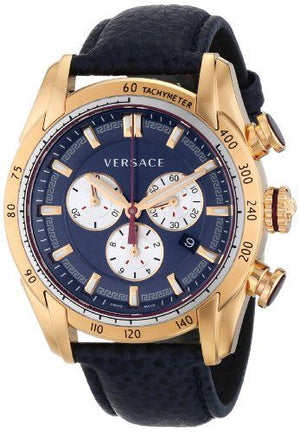 Buy Shop Versace V-Ray Blue Chronograph Blue Dial Blue Leather Strap Watch for Men - VDB030014 USA Online
