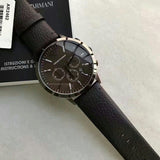 Emporio Armani Sportivo Black Dial Brown Leather Strap Watch For Men - AR2462