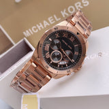 Buy Shop Michael Kors Brecken Chronograph Analog Black Dial Rose Gold Steel Strap Watch For Women - MK8563 USA Online