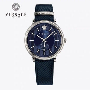 Buy Shop Versace Menifesto Quartz Blue Dial Blue Leather Strap Watch For Men - VBQ01017 USA Online