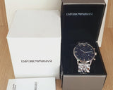 Buy Shop Emporio Armani Gianni Chronograph Blue Dial Silver Steel Strap Watch For Men - AR80013 USA Online