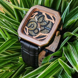 Buy Shop Fossil Inscription Automatic Skeleton Rose Gold Dial Black Leather Strap Watch for Men - BQ2572 USA Online