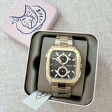 Buy Shop Fossil Inscription Multifunction Black Dial Gold Steel Strap Watch for Men - BQ2656 USA Online