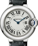 Buy Shop Cartier Ballon Bleu Silver Dial Black Leather Strap Watch for Women - W69018Z4 USA Online