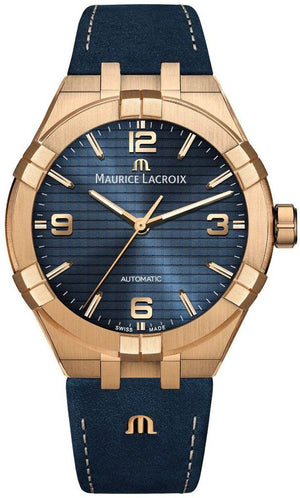 Maurice Lacroix Aikon Date Limited Edition Blue Dial Blue Leather Strap Watch For Men - AI1028-BRZ01-420-1