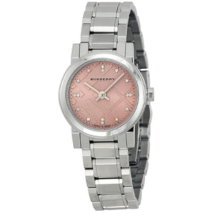 Buy Shop Burberry The City Diamonds Pink Dial Silver Steel Strap Watch for Women - BU9223 USA Online