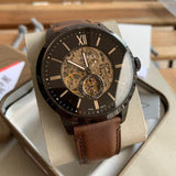 Buy Shop Fossil Townsman Automatic Black Dial Brown Leather Strap Watch for Men - ME3155 USA Online