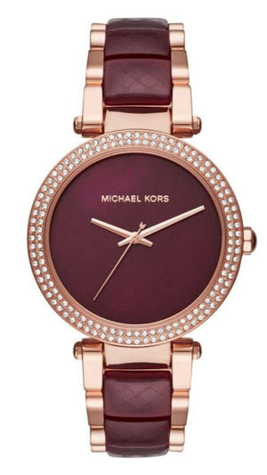 Buy Shop Michael Kors Parker Maroon Dial Two Tone Steel Strap Watch for Women - MK6412 USA Online