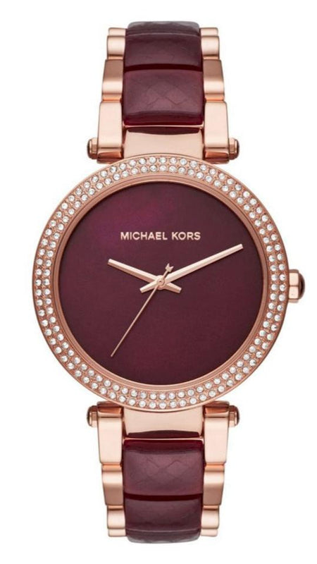 Buy Shop Michael Kors Parker Maroon Dial Two Tone Steel Strap Watch for Women - MK6412 USA Online