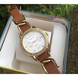 Buy Shop Fossil Riley Multifunction White Dial Orange Leather Strap Watch for Women - ES3723 USA Online