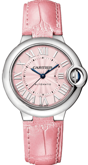Buy Shop Cartier Ballon Blue De Cartier Pink Dial Pink Leather Strap Watch for Women - WSBB0031 USA Online