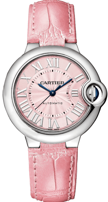 Buy Shop Cartier Ballon Blue De Cartier Pink Dial Pink Leather Strap Watch for Women - WSBB0031 USA Online