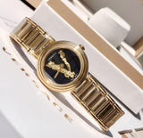 Buy Shop Versace V Virtus Quartz Black Dial Gold Steel Strap Watch For Women - VET300121 USA Online