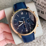 Buy Shop Fossil Neutra Chronograph Blue Dial Blue Leather Strap Watch for Men - FS5454 USA Online