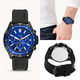 Buy Shop Fossil Garrett Chronograph Blue Dial Black Rubber Strap Watch for Men - FS5695 USA Online