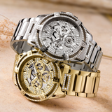 Buy Shop Guess King Quartz Silver Dial Silver Steel Strap Watch For Men - GW0497G1 USA Online