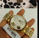 Fossil Townsman Chronograph Skeleton Gold Dial Gold Steel Strap Watch for Men -  ME1137