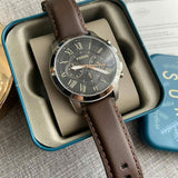 Buy Shop Fossil Grant Chronograph Black Dial Brown Leather Strap Watch for Men - FS4813 USA Online