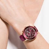 Buy Shop Swarovski Octea Lux Chrono Red Dial Red Leather Strap Watch for Women - 5547642 USA Online