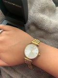 Buy Shop Emporio Armani Gianni T Bar Silver Dial Gold Stainless Steel Strap Watch For Women - AR1877 USA Online