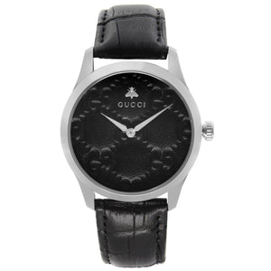 Buy Shop Gucci G Timeless Quartz Black Dial Black Leather Strap Watch For Men - YA1264031 USA Online