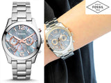 Buy Shop Fossil Perfect Boyfriend Mother of Pearl Blue Dial Silver Steel Strap Watch for Women - ES3880 USA Online