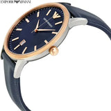 Buy Shop Emporio Armani Renato Analog Blue Dial Black Leather Strap Watch For Men - AR2506 USA Online