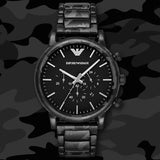 Buy Shop Emporio Armani Luigi Chronograph Black Dial Black Steep Strap Watch For Men - AR11045 USA Online