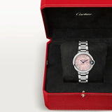 Buy Shop Cartier Ballon Bleu de Cartier Pink Dial Silver Steel Strap Watch for Women - WSBB0046 USA Online