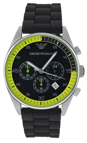 Buy Shop Emporio Armani Chronograph Black Dial Black Rubber Strap Watch For Men - AR5865 USA Online